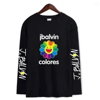 Heren t shirts j Balvin t-shirt oversized bemanning nek t-shirt lange mouw vrouwen t-shirts unisex casual Harajuku streetshirt zonnebloem kleren