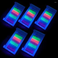 False Eyelashes 5 Tray/lot UV Neon Lash Extenions Glow In The Dark Lashes Fluorescent Colorful Bulk For Classic Eyelash Extension