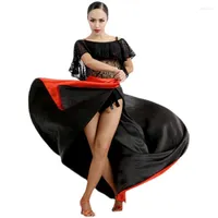 Sahne Giyim Kadın Profesyonel Latin İspanyol Dans Kostümü Göbek Etek Uygulaması Pelerin Bull Big Swing