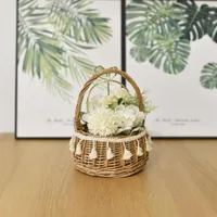 Presentf￶rpackning Princess Garden Po Portable Wicker Rattan Flower Borgen Arrangement Lagring Brudt￤rna och handh￤m
