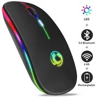 Kablosuz fare Bluetooth RGB Şarj Edilebilir Fare Kablosuz Bilgisayar Sessiz Mause Dizüstü Bilgisayar için LED Arka aydınlatmalı Ergonomik Oyun Fare PC220K252C