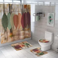 Toiletbrakomslagen Landschapsafdruk Home Decor Badkamer Cover Sets Waterdichte douchegordijn Textielmatten Tapijtpakken