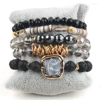 Strand RH Fashion Boho Beaded Bracelet مجموعات أساور Multi Stone 5pc Stack مجموعة للنساء أصدقاء المجوهرات