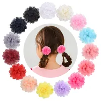 2,4 -Zoll -Mädchen Hair Bögen Süßigkeiten Farbe Barrettes Design Haare Chiffon Blume Kinder Mädchen Clips Accessoire