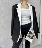 Kadın Suits 2022 Sonbahar ve Kış Takım Moda Günlük Mizaç Çift Katmanlı Hit Renk Uzun kollu tek düğmeli blazer ceket kadın