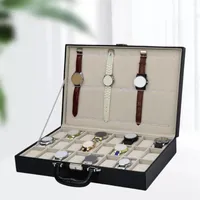 시계 박스 대형 휴대용 36 슬롯 상자와 금속 힌지 선물 홀더 시계 주최자 남성 여성을위한 디스플레이 저장 케이스