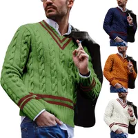 سترات الرجال رجال رجالي أزياء مخطط ملون V-sweater سترة الربيع والخريف متعدد الاستخدام