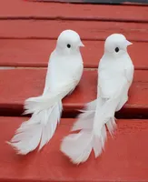 10pcs 1255 cm Dofrados decorativos Foam Foam Feather Mini Birds Blancos con Aves Magnet Decoraci￳n del hogar Decoraciones de bodas6877259