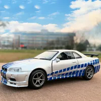 Modello Diecast Alta simulazione 1 36 Nissan GTR R34 Skyline Ares Vehicles Toy Metal The Fast and Furious Car Kids Toys 221026