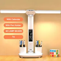LED desk lamp multifunctional with calendar USB touch lamp with pen holder for bedroom