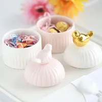 Geschenkwikkeling 2022 Wedding Candy Box Ceramics Jar Baby Shower Kinderen Verjaardagsfeestje Gunsten Sweet Boxes Decor Bruidsmeisje Tassen