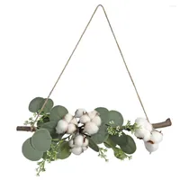 Decorative Flowers Log Wall Hanging Home Decor Simulation Cotton Door Garland Gift 1PC Green Artificial Flower