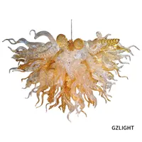 LED -källa 100% handblåst glas ljuskronor lampor Murano Style Borosilicate Glas ljuskronor Färgad konstdekor Pendantbelysning för Hall LR404