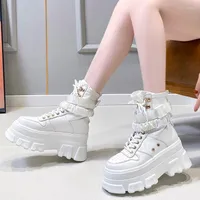 Stivali Tydzsmt Women Platform 2022 Scarpe robuste autunnali Woman 7 cm Altezza impermeabile White Botas De Mujer Booties