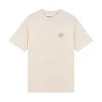 Camisetas para hombres 22SS Diseñadores para hombres Paris New Amis T Shirt Ton-on-Tone Amor bordado Fashion Street Joker informal redondeo de algodón de algodón de algodón para Menosgb