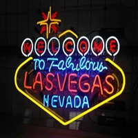 24 anni da 20 pollici benvenuti a Las Vegas Nevada Lampada Neon Segno di vetro Neon Flex Flex Rope Neon Light Decorazione esterna interna Tensione RGB 110V-240V264B