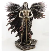 装飾的なオブジェクトの置物置物青銅色のセラフィム6翼の守護天使剣と蛇の大きな翼彫像樹脂彫像家の装飾装飾221026