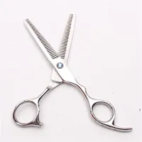 6 0 '' Japan 440c Professional Human Hair Scissors S Barbiere S Tasche di diradamento denti a doppio lato denti il ​​15% diradamento244L244L