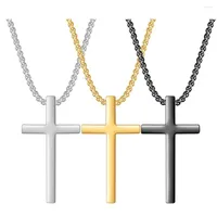 Chains VQYSKO Simple Cross Stainless Steel Men&#39;s Necklace Pendant Titanium Accessories