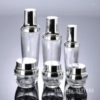 収納ボトル20PCS 20G 50G Comely Transparent Glass Cosmetics Container Bottle Jar Face Cream Eye with Silver Cap Lid