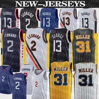 Nuevas camisetas de baloncesto Kawhi 2 Devin Paul 13 George Los Angeleses Baloncesto Jersey Indiana Reggie 31 Miller Baloncesto Jerseys Men Top S-2x