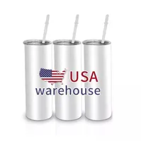 Bereit, Großhandel 20 Unzen Tassen Weiß leer Edelstahl -Sublimation Tumblers Straight USA Warehouse GP1115