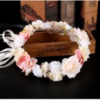 Bridal wedding garlands Girls princess colorful simulation flowers wreaths holiday head accessories Kids beach pography wreaths C2245149z