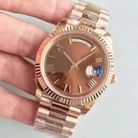 Se 41mm Roman Number 18ct Rose Gold Shell Chocolate Dial Automatic Mechanical Movement Sapphire Glass