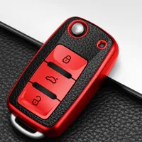 Leather TPU Car Remote Key Cover Case For Volkswagen VW Polo Tiguan Passat Skoda