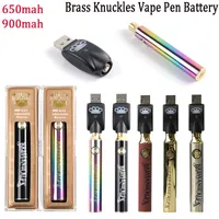BK Brass Knuckles Vape Battery 650mAh 900mAh VapeS Pens Batteries R￩glable Tension R￩glable Pr￩chauffe E Batterie de cigarette E pour la cartouche d'huile 5 couleurs