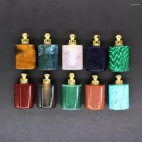 Collares colgantes G￩micos naturales Piedras facetadas Facinadas de perfume Gold Bottle Bottle Quartz Crystal Essential Oil Diffuser 6 Bot peque￱o