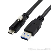 USB 3 1 Conector de bloqueo masculino de USB 3 Tipo-C al USB3 estándar 0 Cable de datos masculino 1 2m 4 pies con tornillo de montaje de panel274t