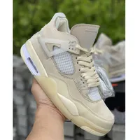 New Released cycling footwear Off Authentic 4 SP WMNS Sail Bred 4S Man Outdoor Shoes Muslin White Black Zapatos Sneakers With Original Box