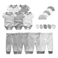 Bdby -Kleidungsstücke Unisex geborene Bodysuits Säuglingshosen Hüte Kinder Handschuhe Baby Kleidung Baumwolle Mädchen Jungen 0707242u