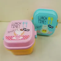 Cartoon dubbele dek lunchbox gezonde plastic snackboxen magnetron oven bento dozen voedselcontainer etensy kid kinderen lunchbox 6ht e3