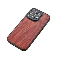 iPhone 14 Plus 13 12 11 Pro Max Fashion Cover Anti Drop Shockproof用の木製穀物PUレザー携帯電話ケース