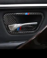 ملصق سيارة ألياف الكربون ملصق الباب الداخلي مقبض غطاء ملصقات وعاء الباب شارات لسيارات BMW 3 4 سلسلة 3GT F30 F31 F32 F34 S8211383