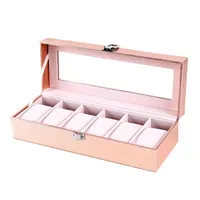 Bekijk dozen Cases Special Case For Women Vrouw Vriend Pols Horloges Box Opslag Verzamel roze PU Leather281K