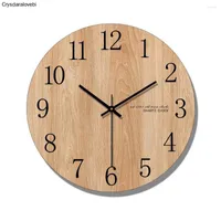 壁時計アラビア数字デザインラウンド木製デジタル時計ファッションサイレントリビングルーム装飾ホームデコレーションウォッチギフト