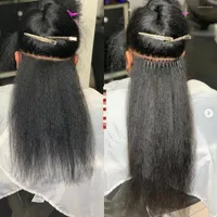 Human Hair Bulks B&F Italian Coarse Kinky Straight Microlinks I Tip Extensions Bulk For Women 1 Bundles Natural Color Virgin