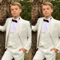 Men&#039;s Suits Formal Dinner Ivory Boy Tuxedos Little Boys Kids For Wedding Party Prom Birthday Wear 3 Pieces Custom Jacket Vest Pants