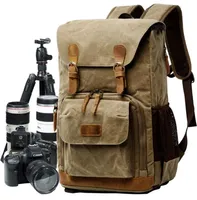 Camera bag Canvas Waterproof Trendy Pography Bags Outdoor Wearresistant Large Cameras Backpack Men for NikonCanon SonyFujif2432177