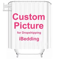 Duschvorhänge Ibedding Custom Curtain Badezimmer wasserdichtes po polyester baddekor mit haken tod Drop 221028