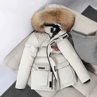 Erkek ceketler aşağı parkas kış iş kıyafetleri ceket açık kalınlaştırılmış moda sıcak tutma çift canlı yayın Kanadalı kaz ceket wway
