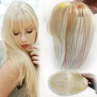 Blond klipp i smäll 3D fransar mänskligt hår toppare förlängning kronhårstycke för kvinnor kort vinkel brown2852