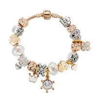925 Pandora Charm Bracelets Jewelry191O를위한 Silver Plated Charms 및 Key Pendant 팔찌