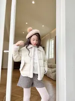 키즈 여자 재킷 토들 라펠 트위드 다운 코트 가을 가을 겨울 여자 아기 윈드 브레이커 아웃웨어 옷
