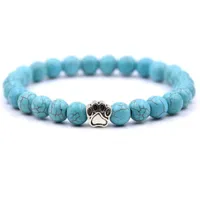Bracelet de yoga de pierres naturelles de pierres naturelles Perle de yoga chien PAW 8 mm corde extensible perle femme hommes bracelets
