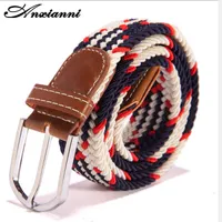 Belts Anxianni New 39 Color Stretch Woven Elastic Belt Wholesale Men's Women's Belt Canvas Belt G221027