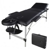 MICHEN 1PC 3 Sections Folding Aluminum Tube SPA Bodybuilding Massage Table Kit Black224w